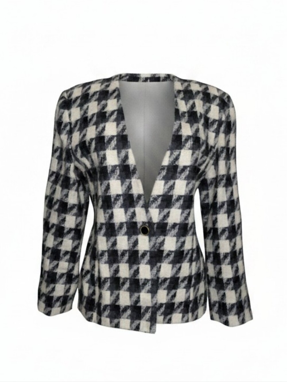 Vintage Mohair Wool* Blend Size M/L Houndstooth Check Blazer Single Button